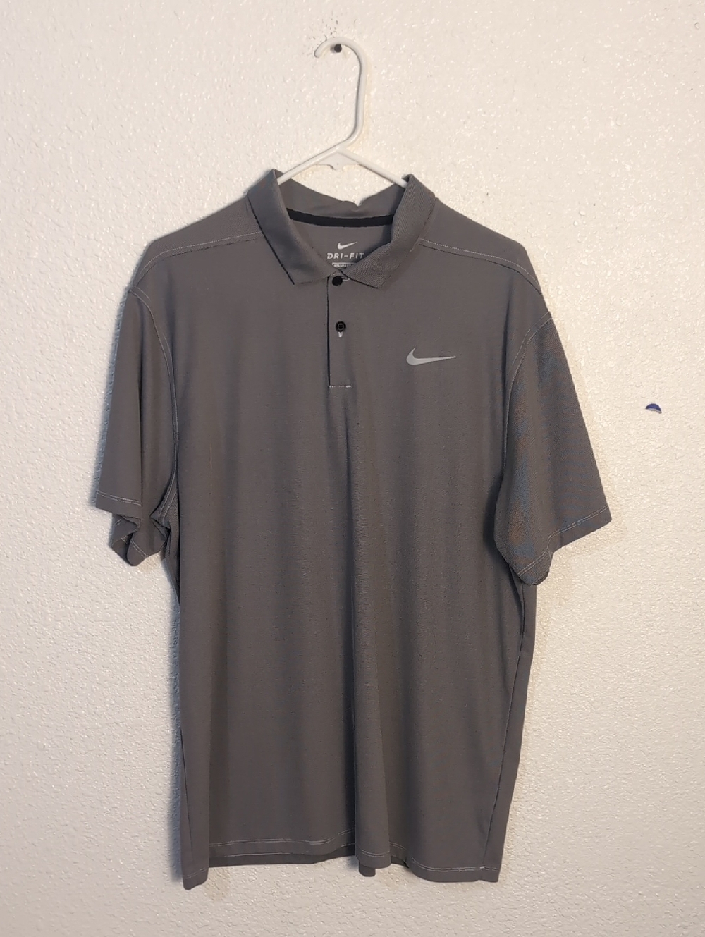 Nike Gray Dri-FIT Golf Polo with Swoosh